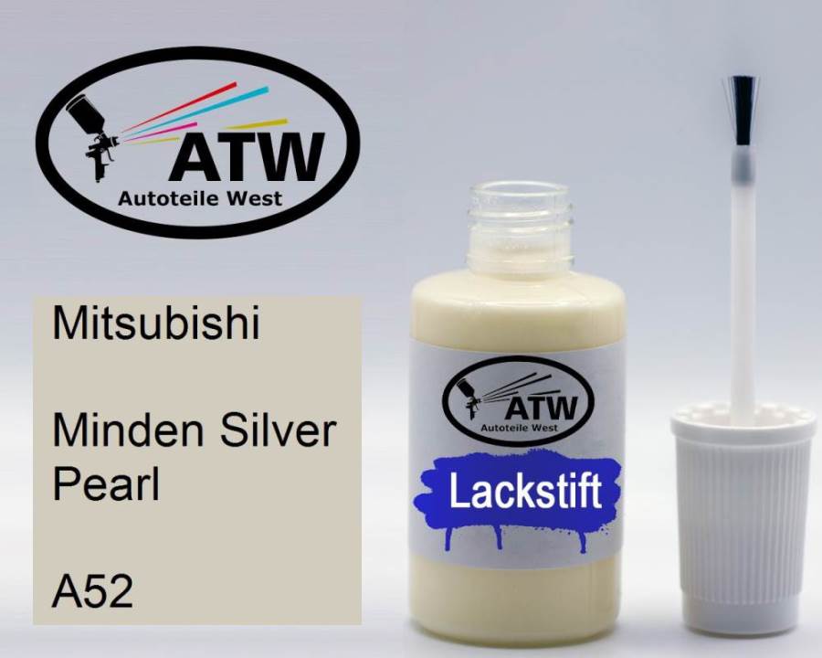 Mitsubishi, Minden Silver Pearl, A52: 20ml Lackstift, von ATW Autoteile West.